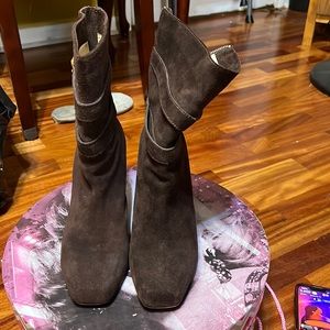 Michael Kors boots. Brown with gold buckles on side
